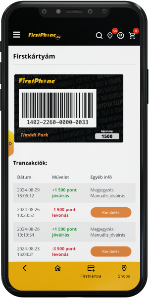 FirstApp: Firstkártya după înregistrare