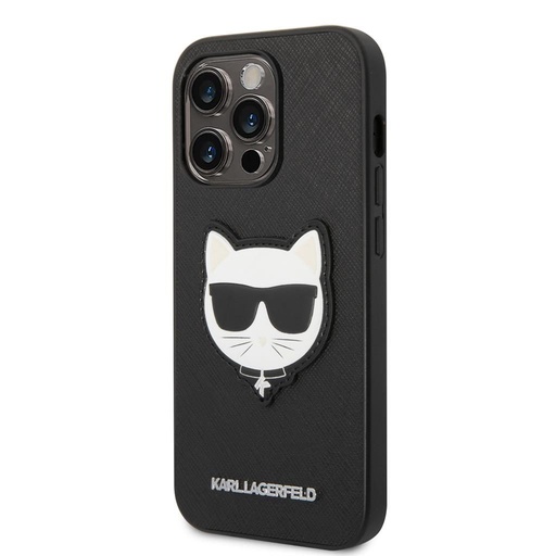 Apple iPhone 14 Pro Karl Lagerfeld PU Saffiano Choupette Head husă (Negru) – KLHCP14LSAPCHK
