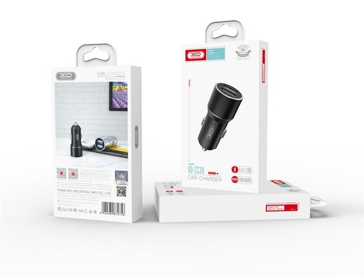 XO CC30 auto încărcător (2xUSB port), negru