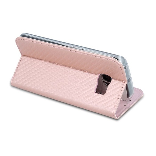 Huawei P10 Lite smart carbon magnetic husă tip carte, roz auriu