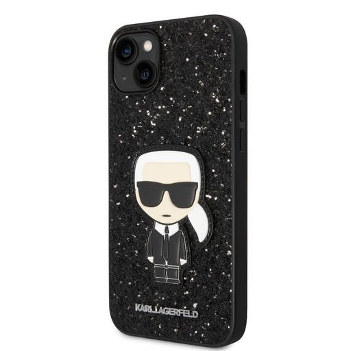 Apple iPhone 14 Plus Karl Lagerfeld Glitter Flakes Iconic husă (Negru) – KLHCP14MGFKPK
