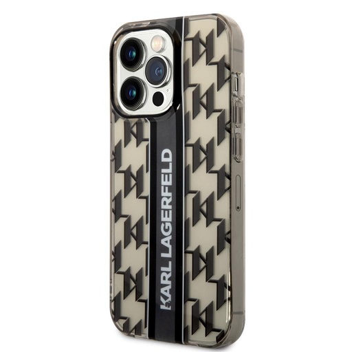 Apple iPhone 14 Pro Karl Lagerfeld Monogram Vertical Stripe husă (Negru) – KLHCP14LHKLSPCK