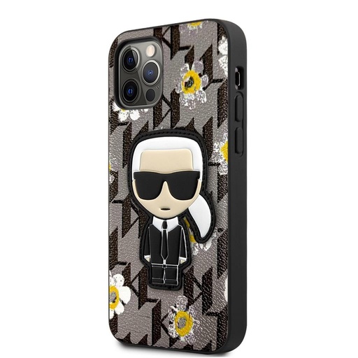 Apple iPhone 12/12 Pro Karl Lagerfeld Iconic Flowertok (Gri) – KLHCP12MPMNFIK1