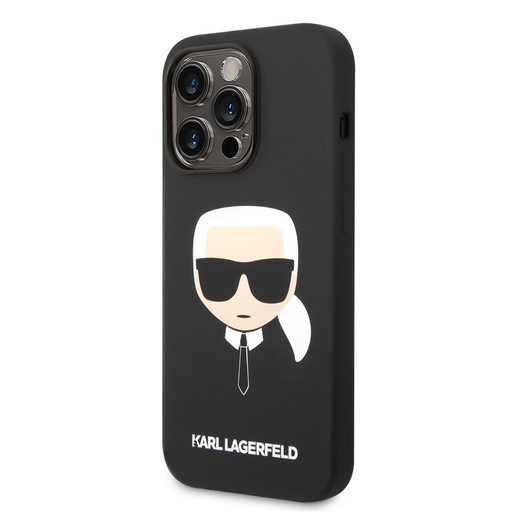 Apple iPhone 14 Pro Karl Lagerfeld Liquid Silicone Karl Head husă (Negru) – KLHCP14LSLKHBK