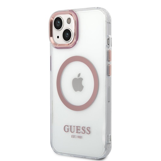 Apple iPhone 14 Plus Guess transparent MagSafe husă (Roz) – GUHMP14MHTRMP