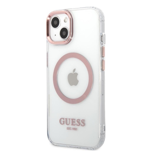 Apple iPhone 13 Guess transparent MagSafe husă (Roz) – GUHMP13MHTRMP