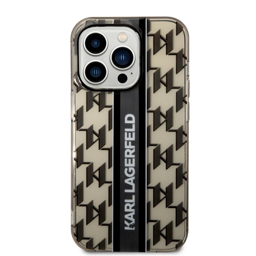Apple iPhone 14 Pro Max Karl Lagerfeld Monogram Vertical Stripe husă (Negru) – KLHCP14XHKLSPCK