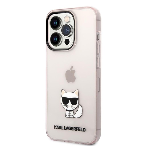 Apple iPhone 14 Pro Max (Roz) Karl Lagerfeld Choupette Logo husă - KLHCP14XCTTRI