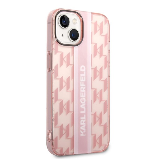 Apple iPhone 14 Plus Karl Lagerfeld Monogram Vertical Stripe husă (Roz) – KLHCP14MHKLSPCP