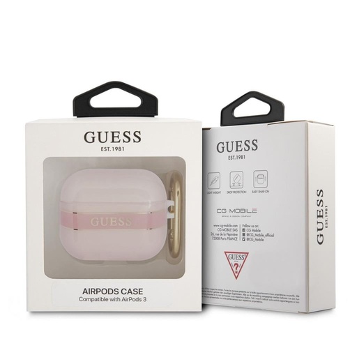 AirPods 3 Guess TPU Printed Stripe husă (Roz) – GUA3HHTSP