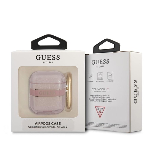 AirPods 1/2 Guess TPU Printed Stripe husă (Roz) – GUA2HHTSP