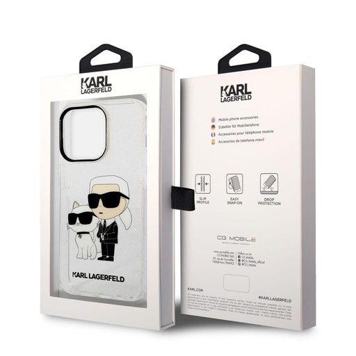 Apple iPhone 14 Pro Karl Lagerfeld IML Glitter Karl and Choupette NFT husă (Transparent) – KLHCP14LHNKCTGT