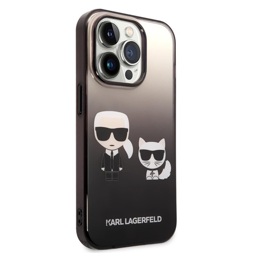 Apple iPhone 14 Pro Karl Lagerfeld Gradient Karl and Choupette husă (Negru) – KLHCP14LTGKCK