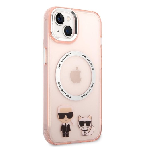 Apple iPhone 14 Karl Lagerfeld MagSafe Compatible Karl and Choupette husă (Roz) – KLHMP14SHKCP