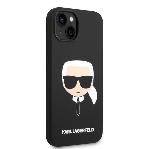 Apple iPhone 14 Karl Lagerfeld MagSafe Compatible Liquid Silicone Karl Head husă (Negru) – KLHMP14SSLKHBK