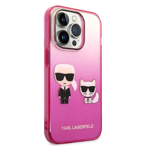 Apple iPhone 14 Pro Karl Lagerfeld Gradient Karl and Choupette husă (Roz) – KLHCP14LTGKCP