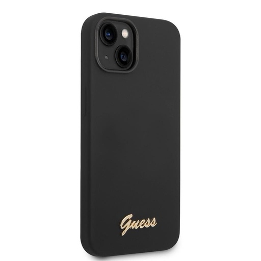 Apple iPhone 14 Guess Liquid Silicone Metal Logo husă (Negru) - GUHCP14SSLSMK