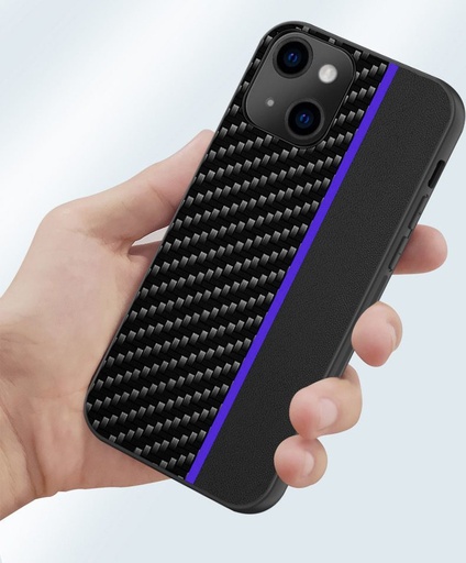 Apple iPhone 13 MOTO carbon husă spate (Negru Albastru Cu dungă)