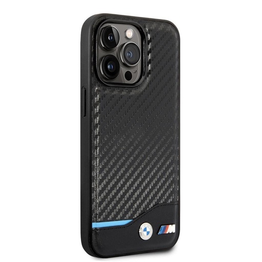 Apple iPhone 14 Pro BMW M PU Carbon husă – Albastru Line (Negru) - BMHCP14L22NBCK