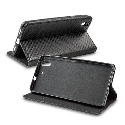 Apple iPhone X / iPhone XS smart carbon magnetic husă tip carte (Negru)