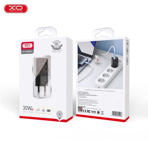 XO CE05 PD 30W încărcător rapid (Maro) – QC 3.0 18W, USB-A + USB-C conector