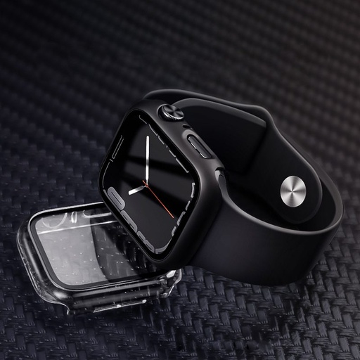 Apple Watch 7/Watch 8 41mm Hoco WS3 Shadow husă încorporat cu sticlă securizată (Negru)