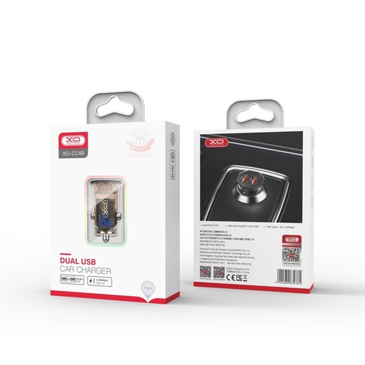 XO CC49 auto încărcător (2xUSB port), transparent/maro