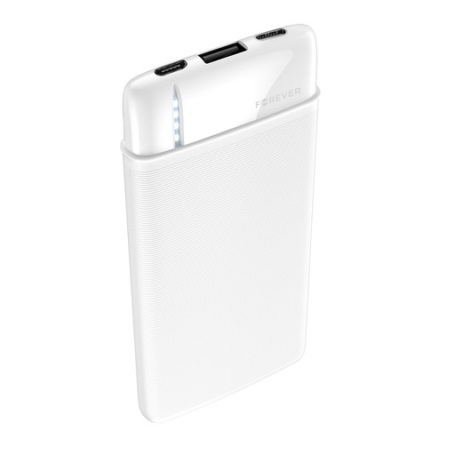 Forever TB 5000mAh cu capacitate powerbank, microUSB cu cablu alb