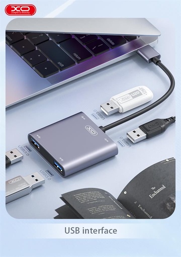 XO HUB012B 4 az 1-ben USB stație de andocare (Tranish) – HDMI + USB portok