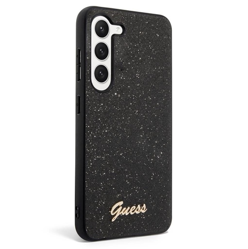 Samsung Galaxy S23 Guess Glitter Flakes Metal Logo husă (Negru) - GUHCS23SHGGSHK