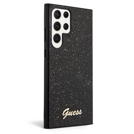 Samsung Galaxy S23 Ultra Guess Glitter Flakes Metal Logo husă (Negru) - GUHCS23LHGGSHK