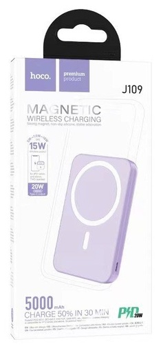 HOCO J109 5000 mAh cu capacitate powerbank, type-c cu conector, magsafe cu încărcare (20W cu putere) mov
