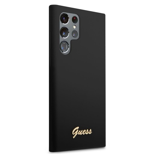 Samsung Galaxy S23 Ultra Guess Liquid Silicone Metal Logo husă (Negru) - GUHCS23LSLSMK
