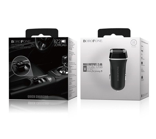 Borofone BZ2 auto încărcător (2xUSB port), 5V 2,4A, negru