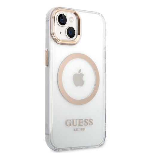 Apple iPhone 14 Guess transparent MagSafe husă (Auriu) – GUHMP14SHTRMD
