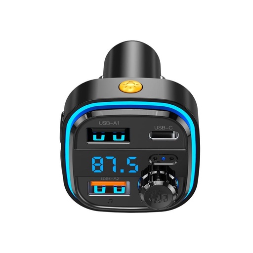 XO BCC08 FM transmitter, bluetooth, USB-C port, 3.1A, stick USB bement negru