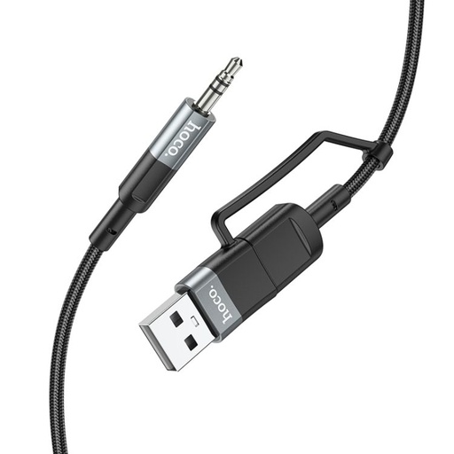 Hoco UPA23 AUX cablu type-c és lightning cu adaptor gri