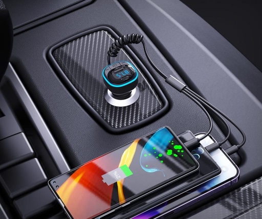 XO BCC07 FM transmitter, bluetooth, 3az1-be cu cablu de încărcare negru