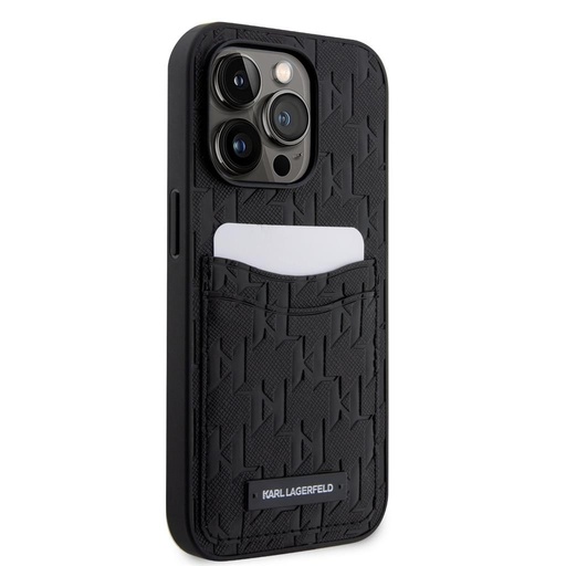 Apple iPhone 14 Pro Max Karl Lagerfeld Saffiano Monogram Card Slot husă (Negru) – KLHCP14XSAKLHPPK