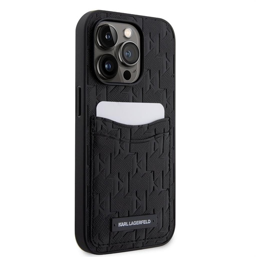 Apple iPhone 14 Pro Karl Lagerfeld Saffiano Monogram Card Slot husă (Negru) – KLHCP14LSAKLHPPK