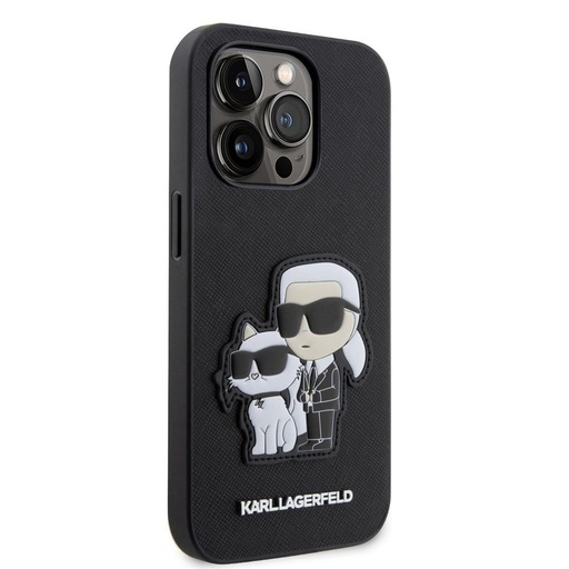 Apple iPhone 14 Pro Karl Lagerfeld PU Saffiano Karl and Choupette NFT husă (Negru) – KLHCP14LSANKCPK