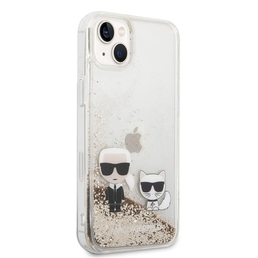 Apple iPhone 14 Plus Karl Lagerfeld Liquid Glitter Karl and Choupette husă (Auriu) – KLHCP14MGKCD
