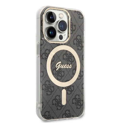 Apple iPhone 14 Pro Guess 4G IML MagSafe husă (Negru) - GUHMP14LH4STK