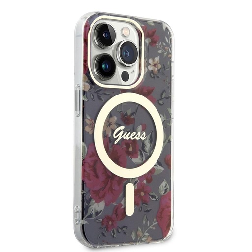 Apple iPhone 14 Pro Guess Flowers IML MagSafe husă (Kaki) - GUHMP14LHCFWSA