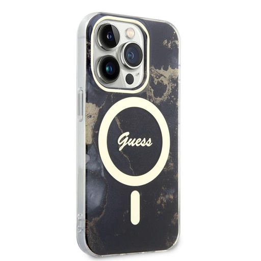 Apple iPhone 14 Pro Guess Marble IML MagSafe husă (Negru) - GUHMP14LHTMRSK