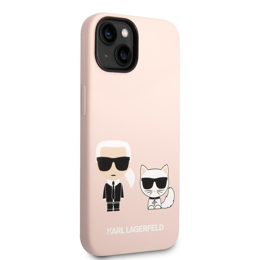 Apple iPhone 14 Karl Lagerfeld & Choupette lichid husă din silicon (Roz) – KLHCP14SSSKCI