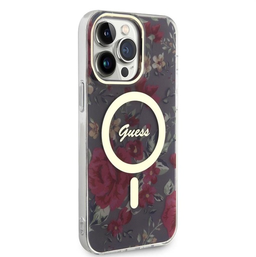 Apple iPhone 14 Pro Max Guess Flowers IML MagSafe husă (Kaki) - GUHMP14XHCFWSA