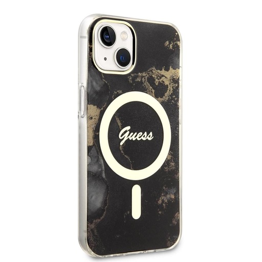 Apple iPhone 14 Guess Marble IML MagSafe husă (Negru) - GUHMP14SHTMRSK