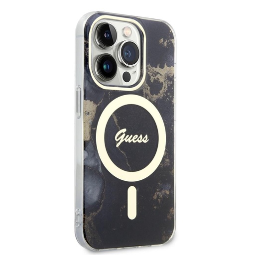 Apple iPhone 13 Pro Guess Marble IML MagSafe husă (Negru) - GUHMP13LHTMRSK