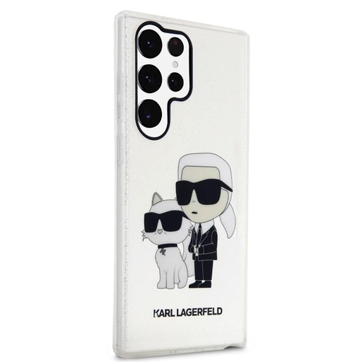 Samsung Galaxy S23 Ultra Karl Lagerfeld IML Glitter Karl and Choupette NFT husă (Transparent) – KLHCS23LHNKCTGT